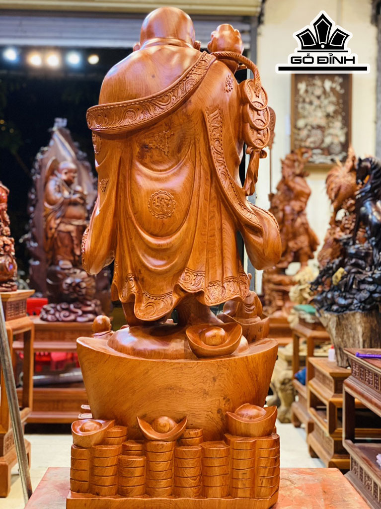 Tượng Phật Di Lặc Chúc Phúc Gỗ Hương Cao 130 Ngang 52 Sâu 40 (cm)