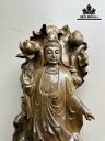 Tượng Phật Bà Quan Âm Gỗ Thủy Tùng Cao 100 Ngang 35 Sâu 20 (cm)