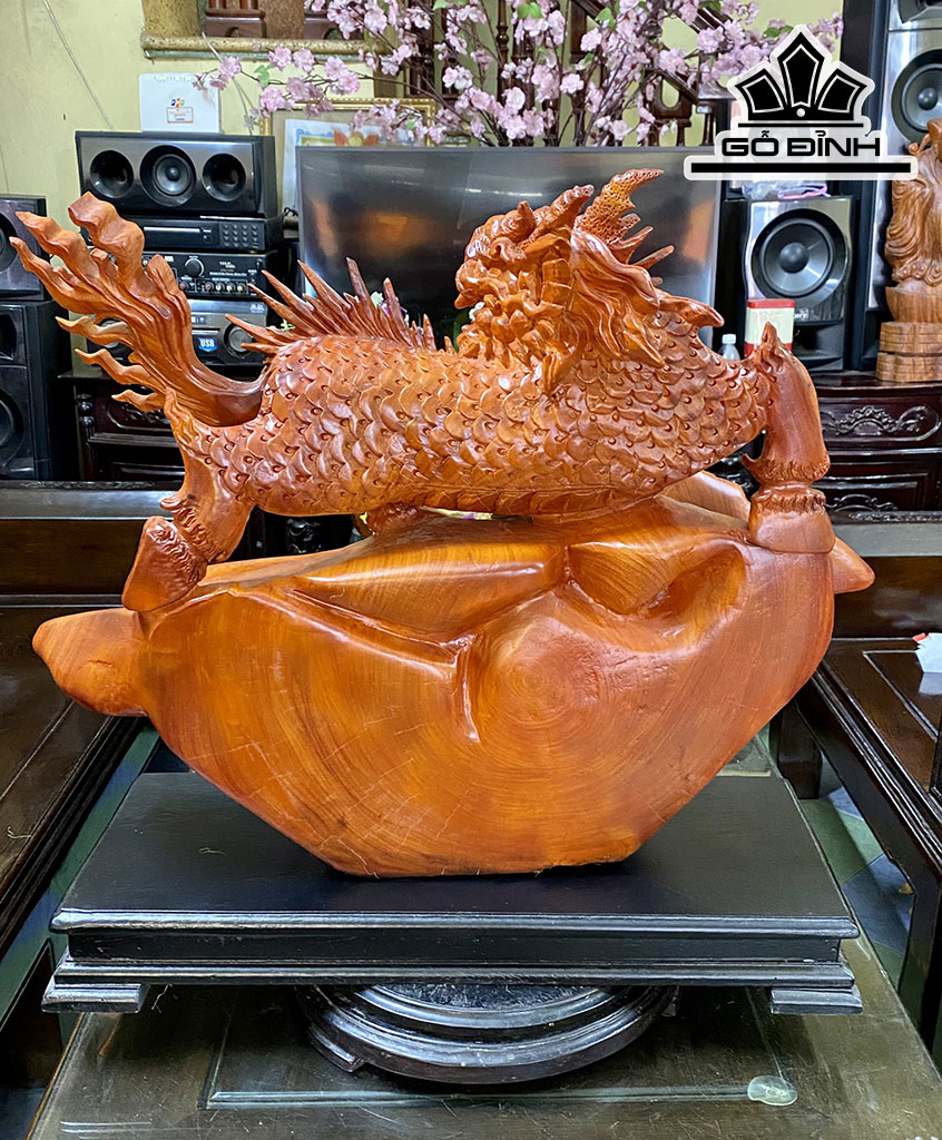 Tượng Long Mã Gỗ Hương Cao 62 Ngang 80 Sâu 20 (cm)