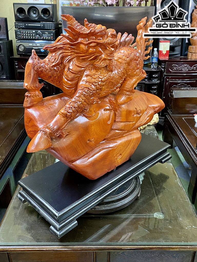 Tượng Long Mã Gỗ Hương Cao 62 Ngang 80 Sâu 20 (cm)