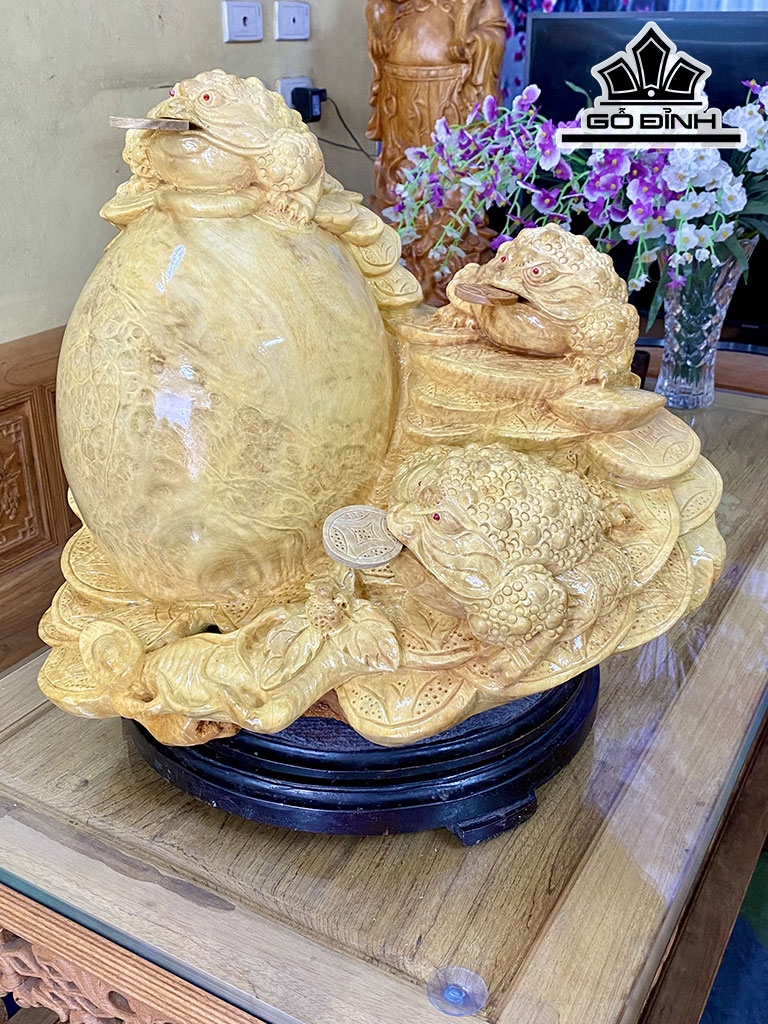 Tượng Tam Cóc Chấn Bình Gỗ Nu Nghiến Cao 42 Ngang 50 Sâu 36 (cm)