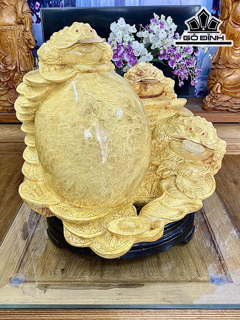 Tượng Tam Cóc Chấn Bình Gỗ Nu Nghiến Cao 42 Ngang 50 Sâu 36 (cm)