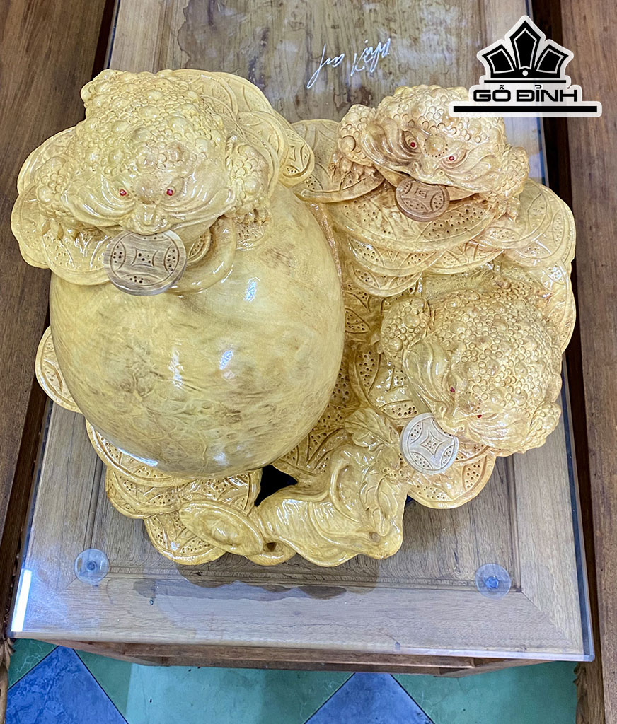 Tượng Tam Cóc Chấn Bình Gỗ Nu Nghiến Cao 42 Ngang 50 Sâu 36 (cm)