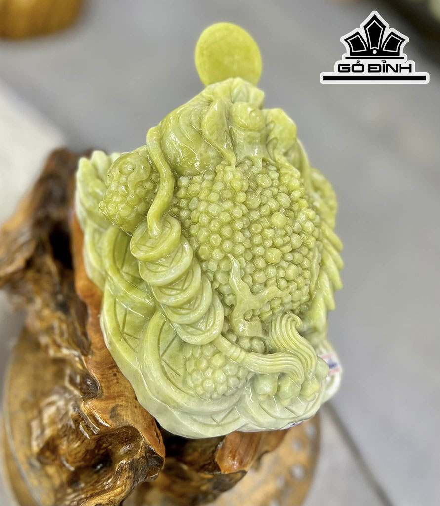 Tác Phẩm Thiềm Thừ Đá Serpentine Cao 23 Ngang 15,5 Sâu 18 (cm) 5kg