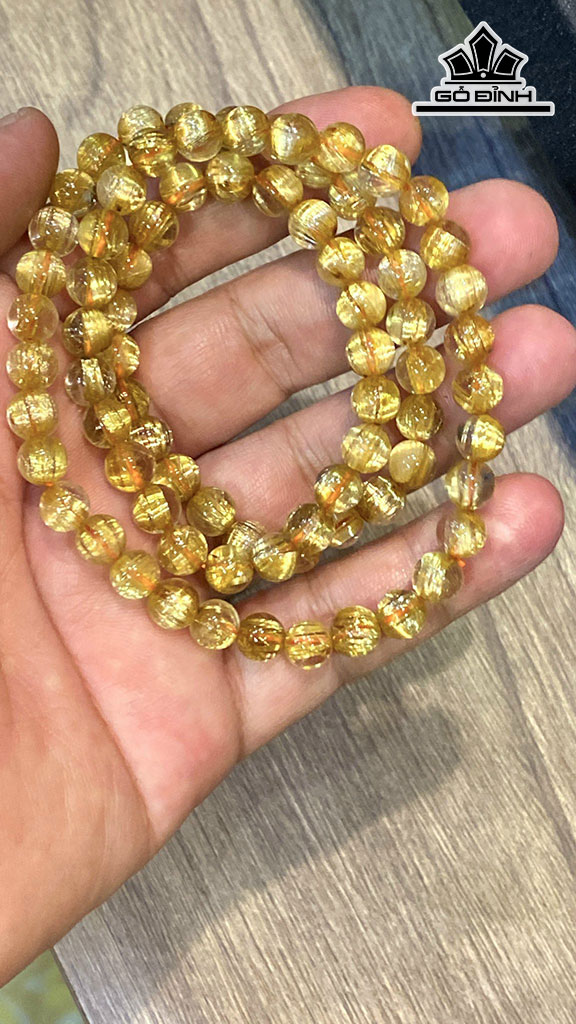 Chuỗi Đá Thạch Anh Tóc Vàng Đường Kính Hạt 7 (mm) 39.6gr