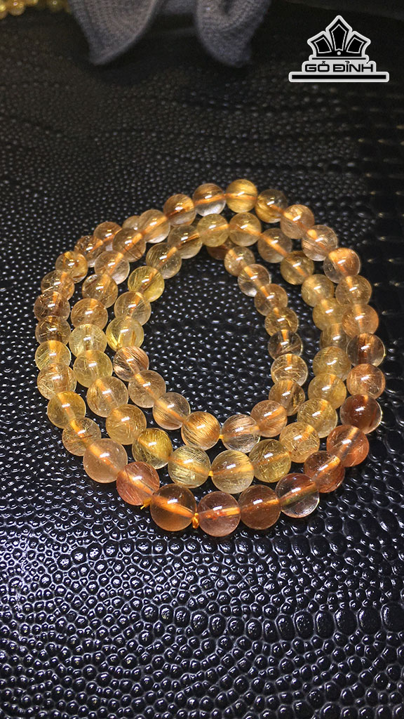 Chuỗi Đá Thạch Anh Tóc Vàng Đường Kính Hạt 7,5 (mm) 43.8gr