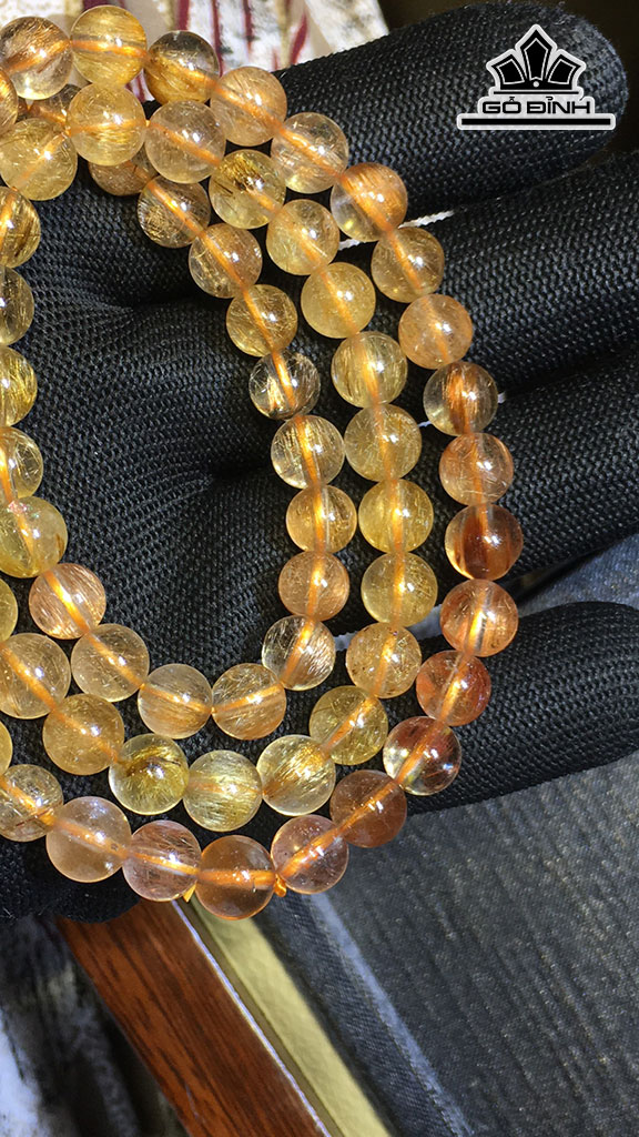 Chuỗi Đá Thạch Anh Tóc Vàng Đường Kính Hạt 7,5 (mm) 43.8gr