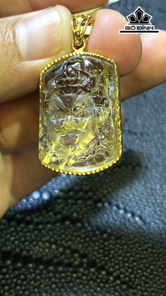 Mặt Dây Chuyền Đá Thạch Anh Tóc Vàng Cao 29 Ngang 21 Sâu 9,5 (mm) 11gr