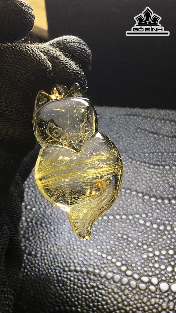 Mặt Dây Chuyền Đá Thạch Anh Tóc Vàng Cao 46,2 Ngang 26,9 Sâu 10,6 (mm) 18,5gr