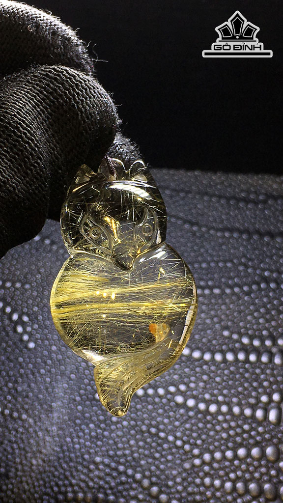 Mặt Dây Chuyền Đá Thạch Anh Tóc Vàng Cao 46,2 Ngang 26,9 Sâu 10,6 (mm) 18,5gr