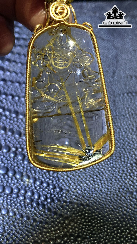 Mặt Dây Chuyền Đá Thạch Anh Tóc Vàng Cao 50 Ngang 31 Sâu 9 (mm) 22gr