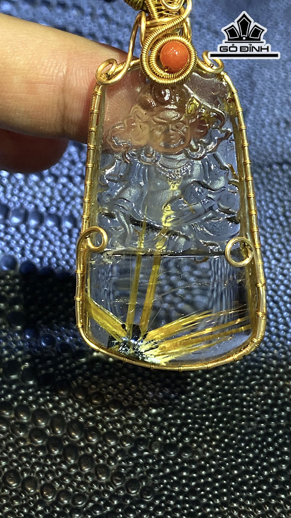 Mặt Dây Chuyền Đá Thạch Anh Tóc Vàng Cao 50 Ngang 31 Sâu 9 (mm) 22gr