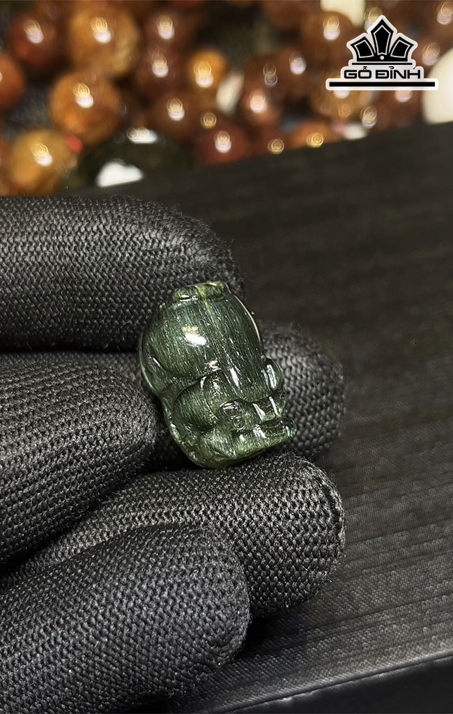 Tỳ Hưu Đá Thạch Anh Tóc Xanh Cao 21 Ngang 13,8 Sâu 12,2 (mm) 6,6gr