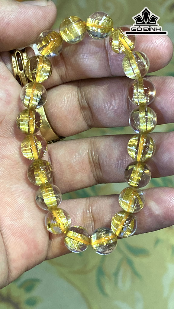 Vòng Tay Đá Thạch Anh Tóc Vàng Đường Kính Hạt 9,9 (mm) 25gr