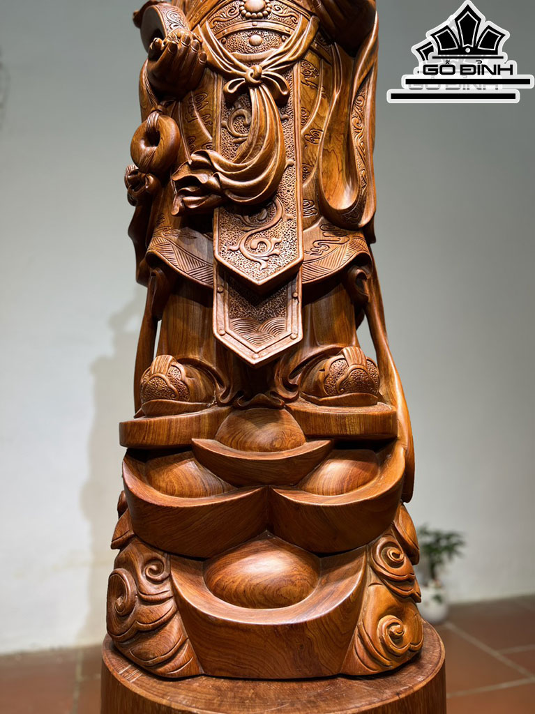 Tượng Thần Tài Gỗ Hương Cao 120 Ngang 40 Sâu 30 (cm)