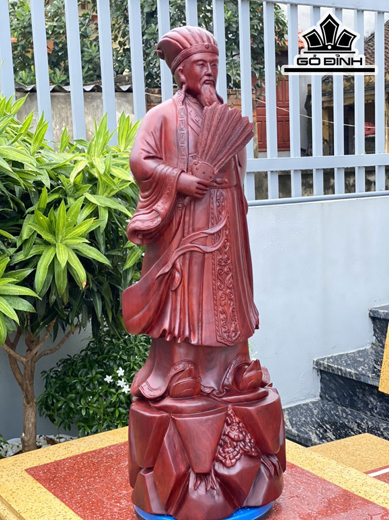 Tượng Gia Cát Lượng Gỗ Tử Đàn Cao 80 Ngang 28 Sâu 25 (cm)