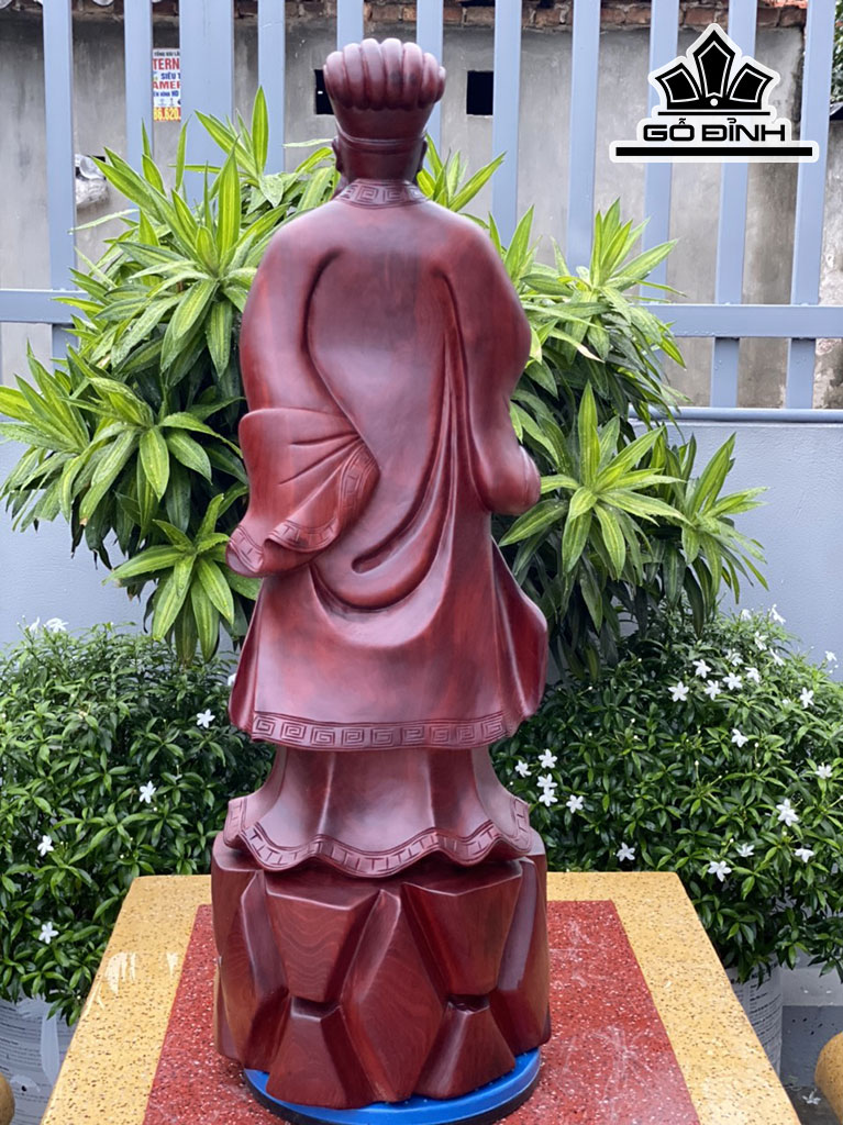 Tượng Gia Cát Lượng Gỗ Tử Đàn Cao 80 Ngang 28 Sâu 25 (cm)