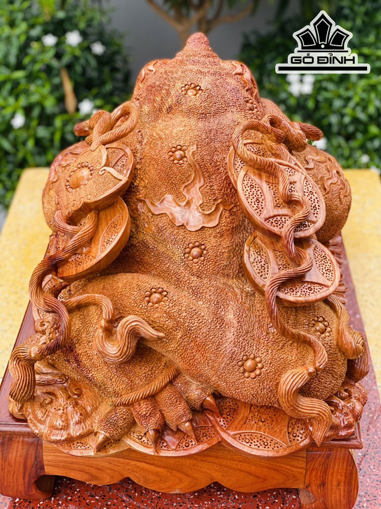 Tượng Thiềm Thừ Gỗ Hương Cao 25 Ngang 35 Sâu 52 (cm)