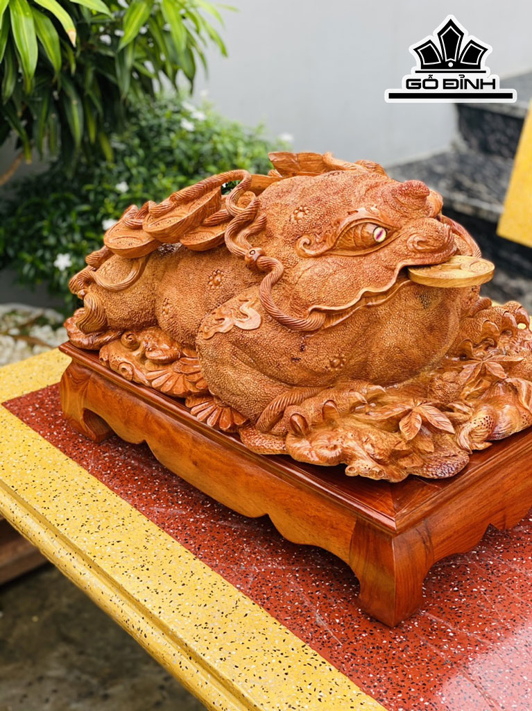 Tượng Thiềm Thừ Gỗ Hương Cao 25 Ngang 35 Sâu 52 (cm)