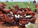 Tượng Bát Mã Gỗ Trắc Cao 46 Ngang 90 Sâu 23 (cm)