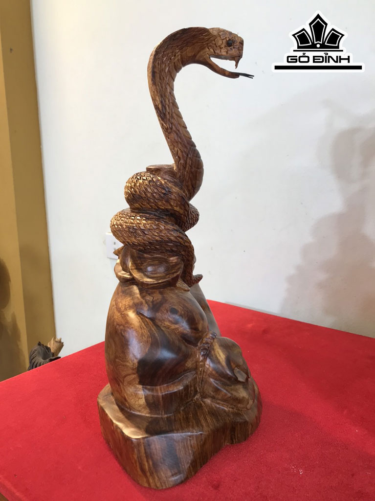 Tượng Rắn Phong Thủy Gỗ Cẩm Cao 41 Ngang 28 Sâu 17 (cm)