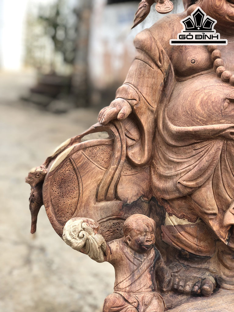 Tượng Phật Di Lặc Gỗ Hương Cao 84 Ngang 51 Sâu 36 (cm)