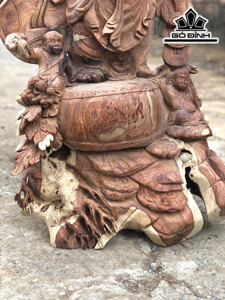 Tượng Phật Di Lặc Gỗ Hương Cao 84 Ngang 51 Sâu 36 (cm)