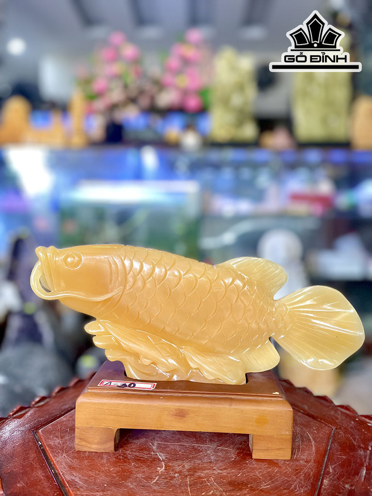 Tượng Cá Rồng Đá Ngọc Hoàng Long Cao 30 (cm)