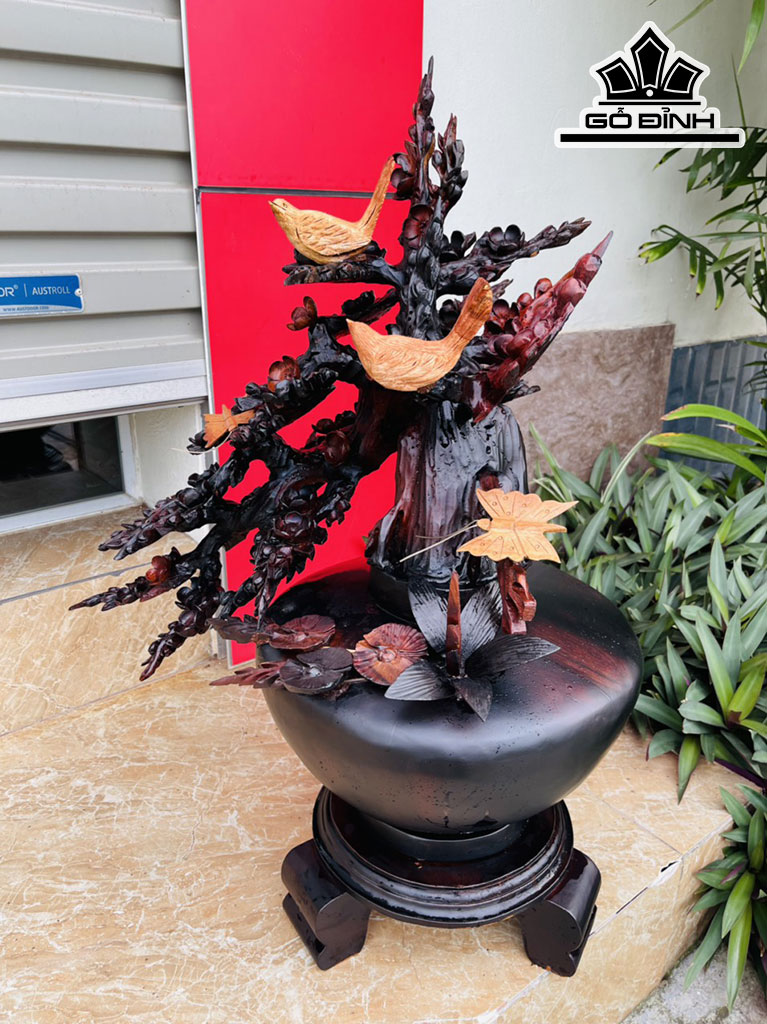 Bình Hoa Gỗ Trắc Cao 70 Ngang 60 Sâu 39 (cm)