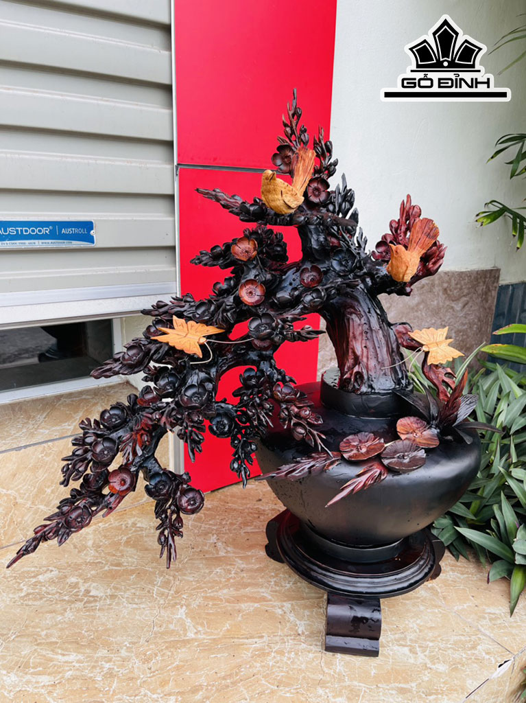 Bình Hoa Gỗ Trắc Cao 70 Ngang 60 Sâu 39 (cm)