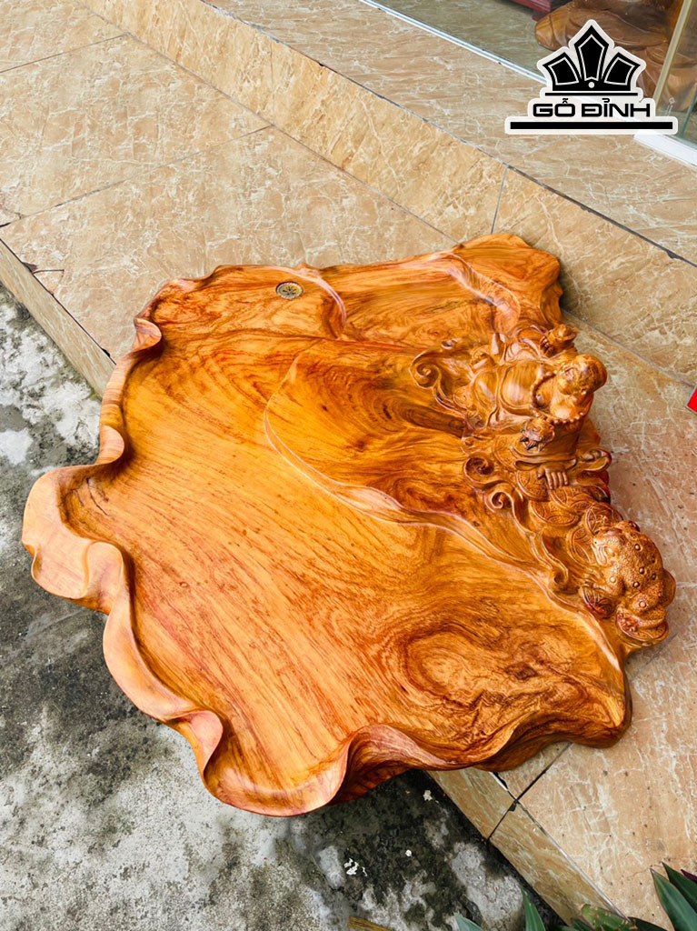 Khay Trà Di Lặc Gỗ Hương Ngang 85 Cao 70 Sâu 18 (cm)