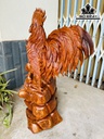 Tượng Gà Trống Gỗ Hương Cao 63 Ngang 42 Sâu 25 (cm)