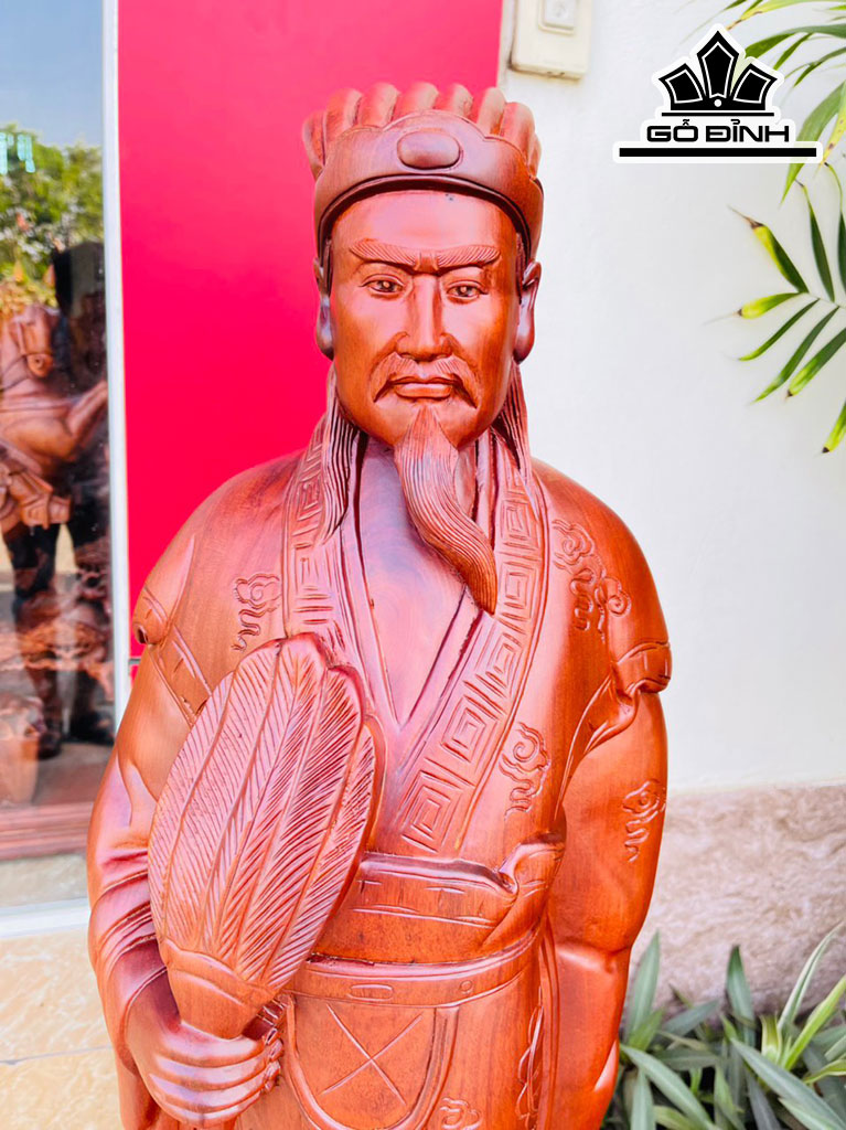 Tượng Gia Cát Lượng Gỗ Hương Cao 100 Ngang 27 Sâu 21 (cm)