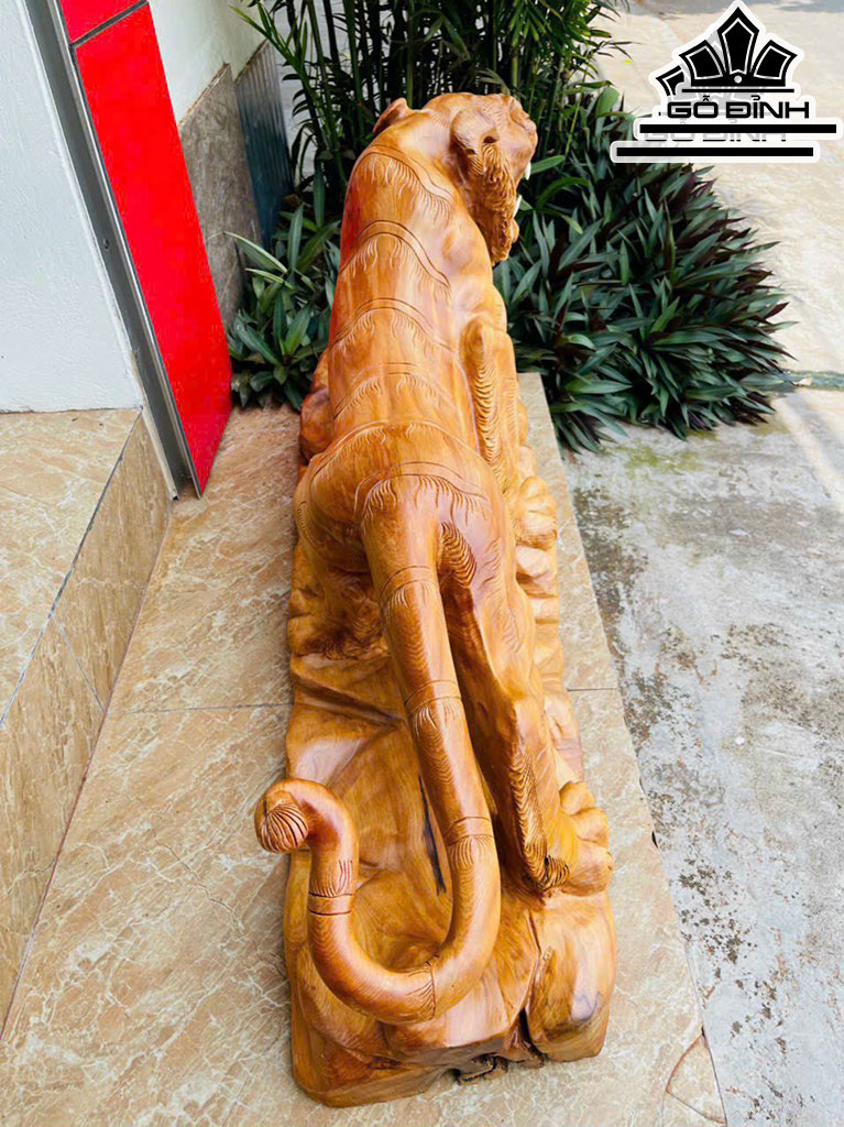 Tượng Hổ Phong Thủy Gỗ Ngọc Am Cao 52 Ngang 110 Sâu 35 (cm)
