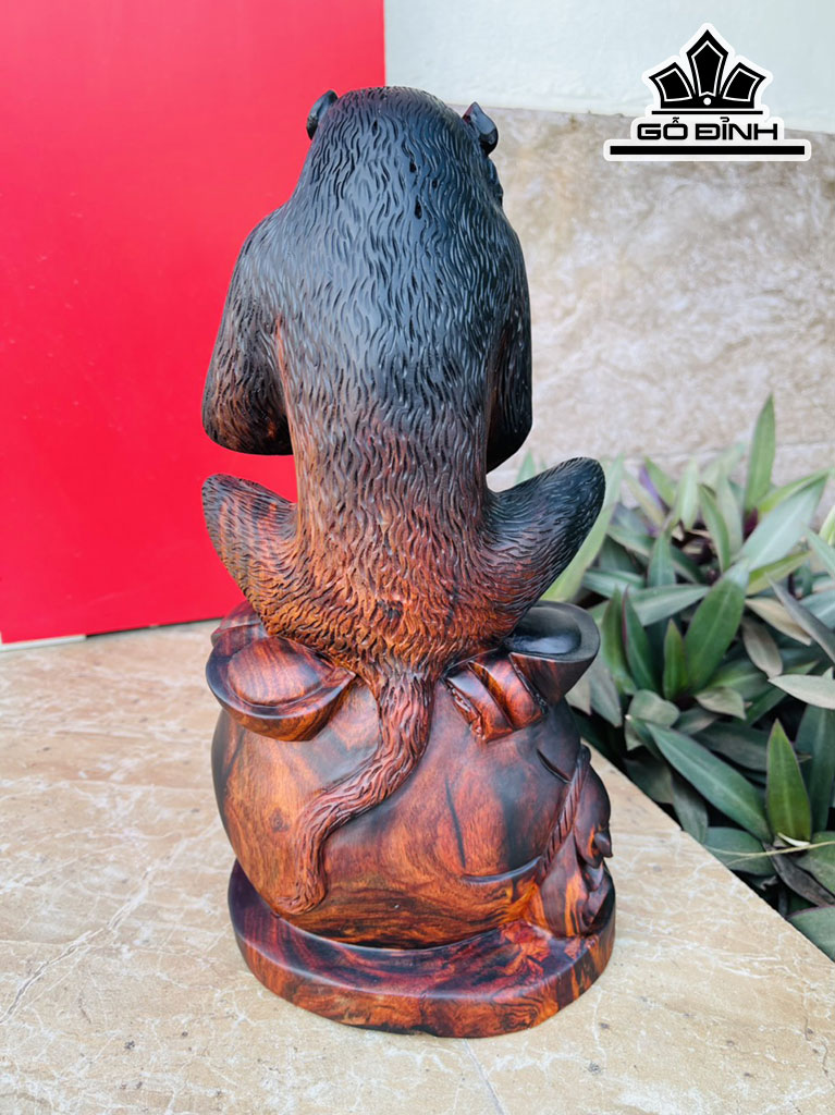 Tượng Khỉ Gỗ Trắc Cao 33 Ngang 17 Sâu 16 (cm)