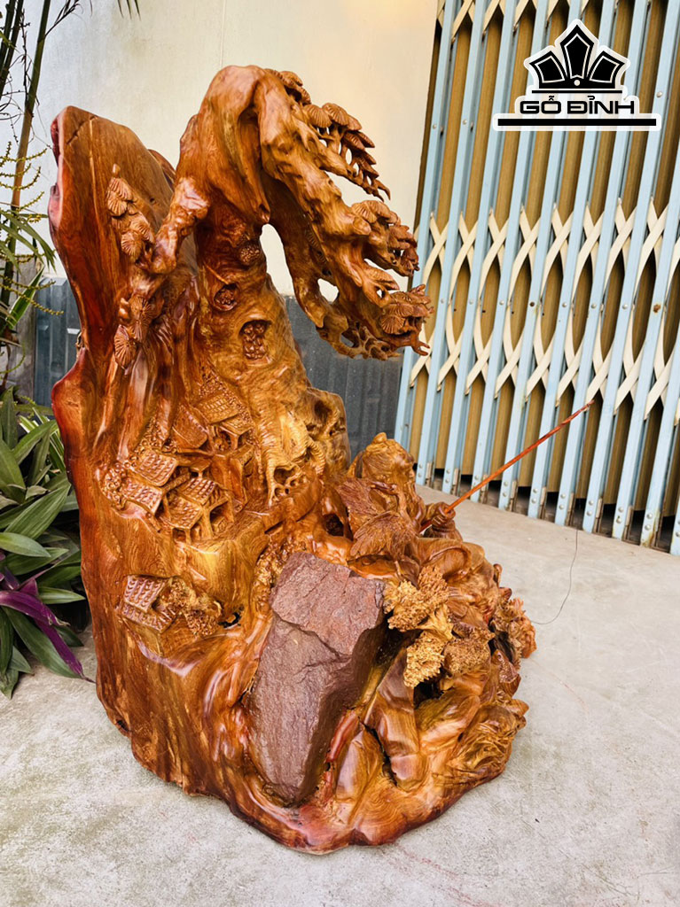 Tượng Lão Vọng Gỗ Hương Cao 62 Ngang 52 Sâu 35 (cm)