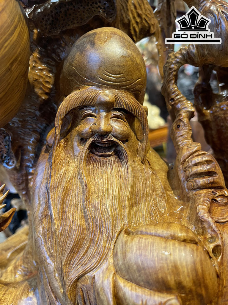 Tượng Ông Thọ Gỗ Hương Cao 106 Ngang 55 Sâu 45 (cm)