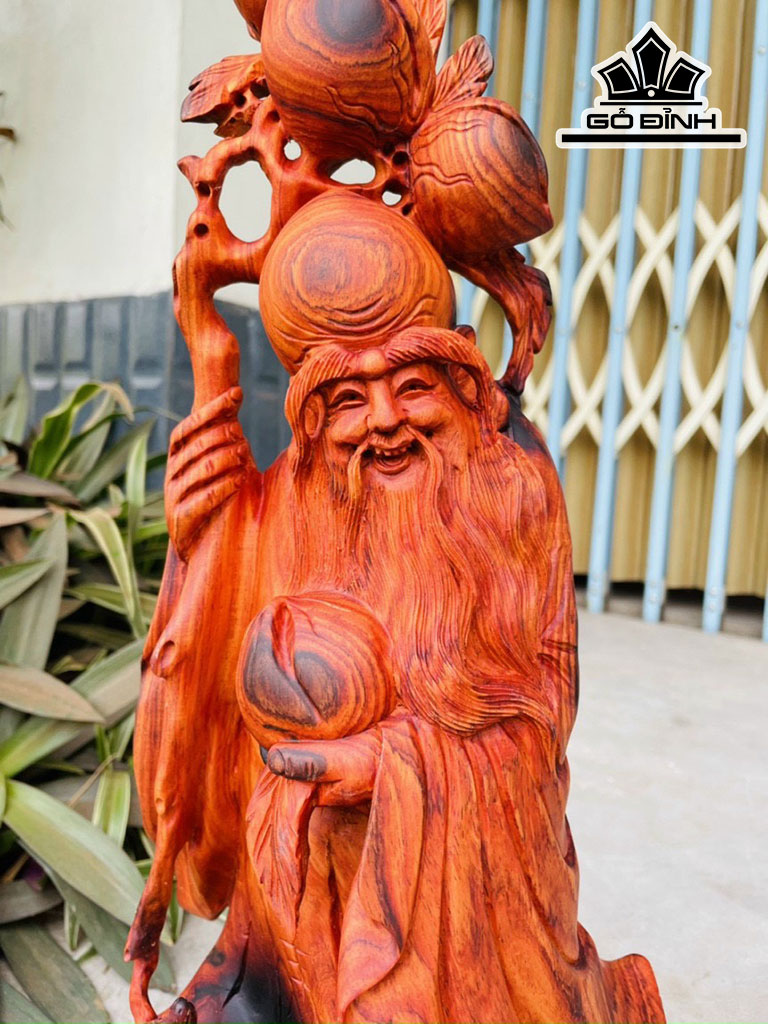 Tượng Ông Thọ Gỗ Trắc Cao 50 Ngang 22 Sâu 15 (cm)