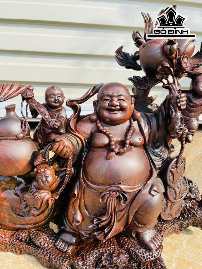 Tượng Phật Di Lặc Gỗ Trắc Cao 46 Ngang 62 Sâu 25 (cm)