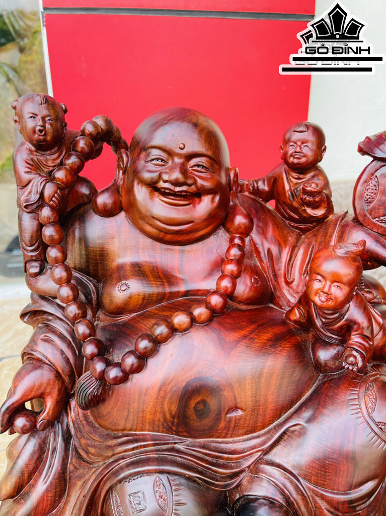 Tượng Phật Di Lặc Gỗ Trắc Cao 52 Ngang 30 Sâu 26 (cm)