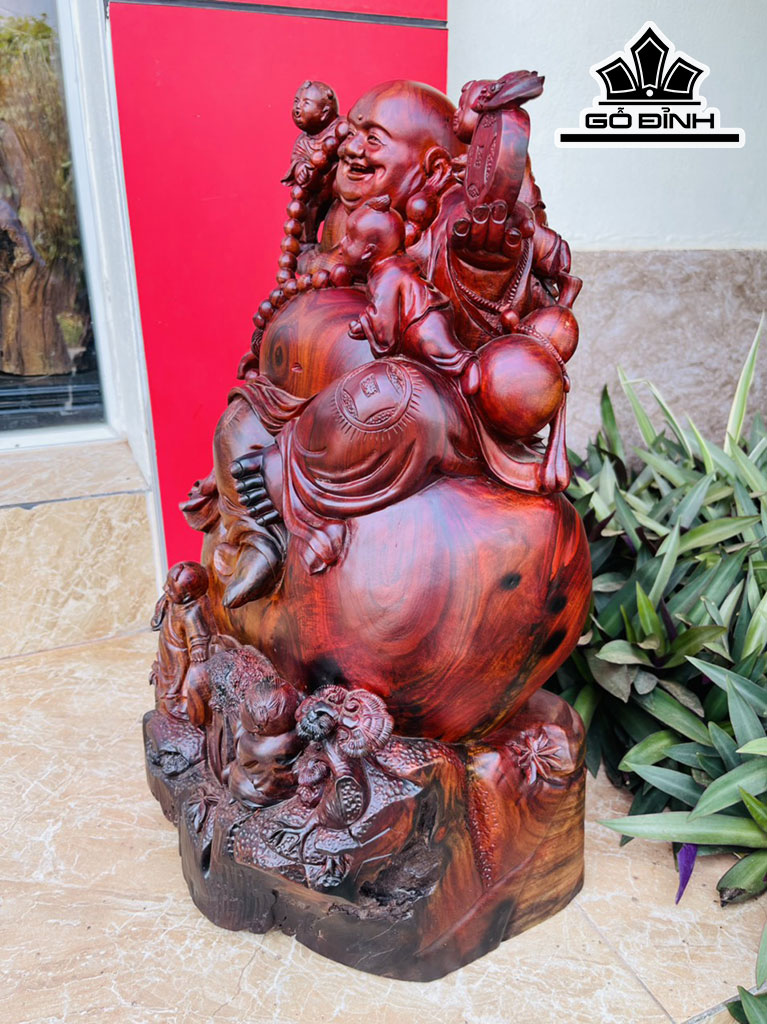 Tượng Phật Di Lặc Gỗ Trắc Cao 52 Ngang 30 Sâu 26 (cm)