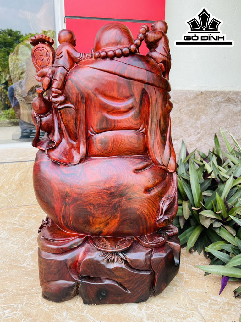 Tượng Phật Di Lặc Gỗ Trắc Cao 52 Ngang 30 Sâu 26 (cm)