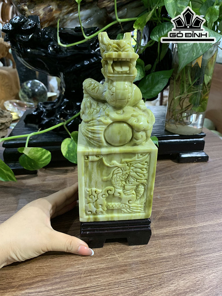 Ấn Rồng Đá Serpentine Cao 20 Ngang 8,5 (cm)