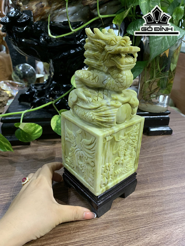 Ấn Rồng Đá Serpentine Cao 20 Ngang 8,5 (cm)