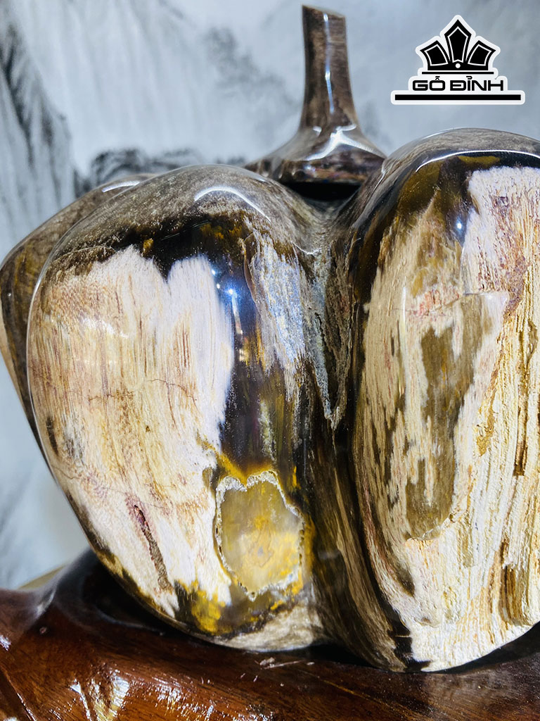 Tác Phẩm Quả Bí Ngô Gỗ Hóa Thạch Cao 25 Ngang 22 (cm) 8,2kg