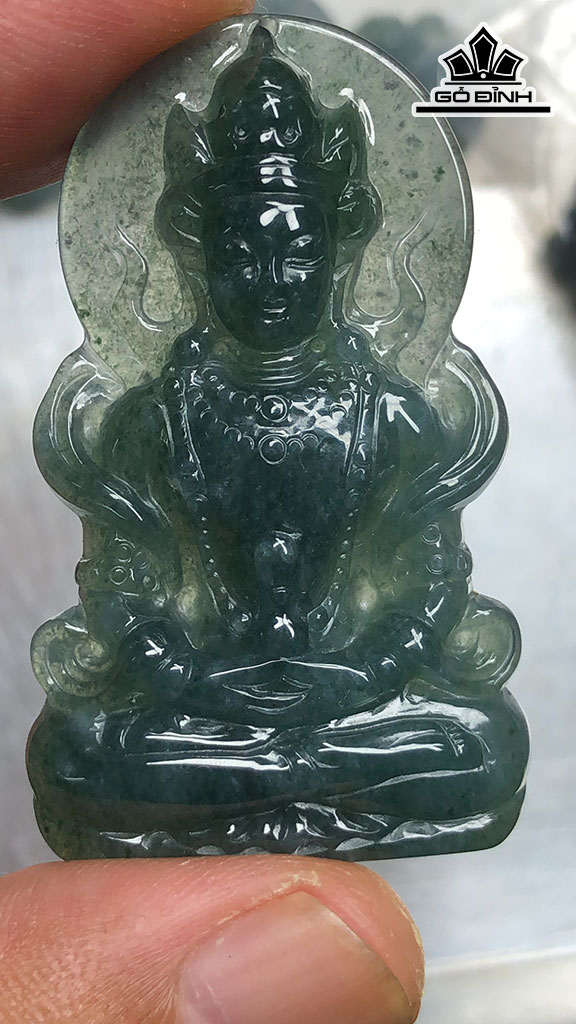 Mặt Dây Chuyền Quan Âm Đá Cẩm Thạch Cao 47 Ngang 28,8 Sâu 6,5 (mm) 13,8gr