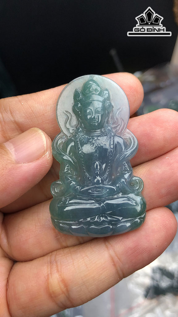 Mặt Dây Chuyền Quan Âm Đá Cẩm Thạch Cao 50 Ngang 29 Sâu 6,2 (mm) 13,6gr