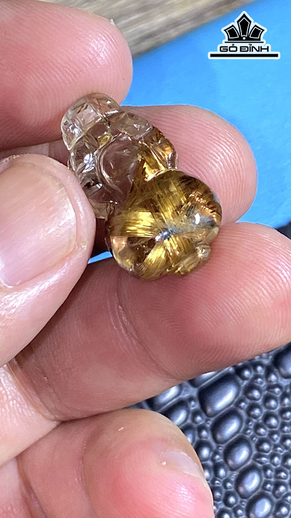 Mặt Dây Chuyền Tỳ Hưu Đá Thạch Anh Tóc Vàng Cao 23,8 Ngang 13,5 Sâu 8,2 (mm) 4,2gr