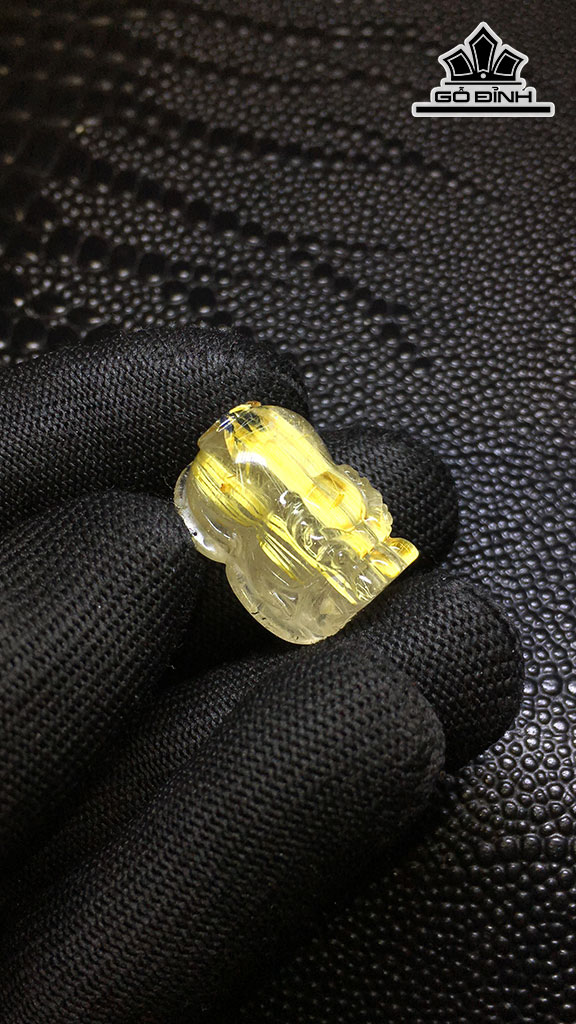 Tỳ Hưu Đá Thạch Anh Tóc Vàng Cao 22,8 Ngang 14,6 Sâu 13,2 (mm) 8,7gr