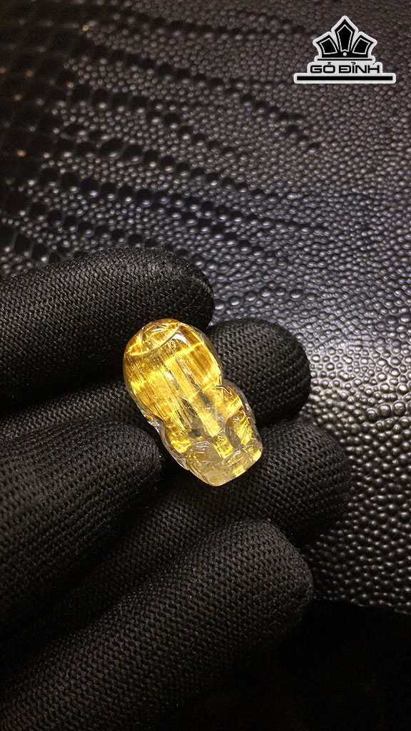 Tỳ Hưu Đá Thạch Anh Tóc Vàng Cao 25,3 Ngang 14,3 Sâu 12,1 (mm) 8,3gr